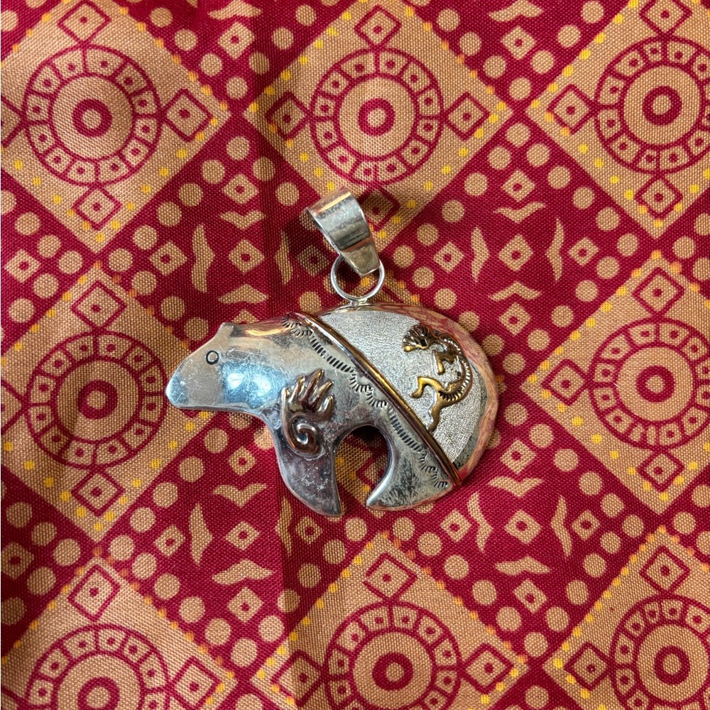 Sterling silver Native American bear pendant